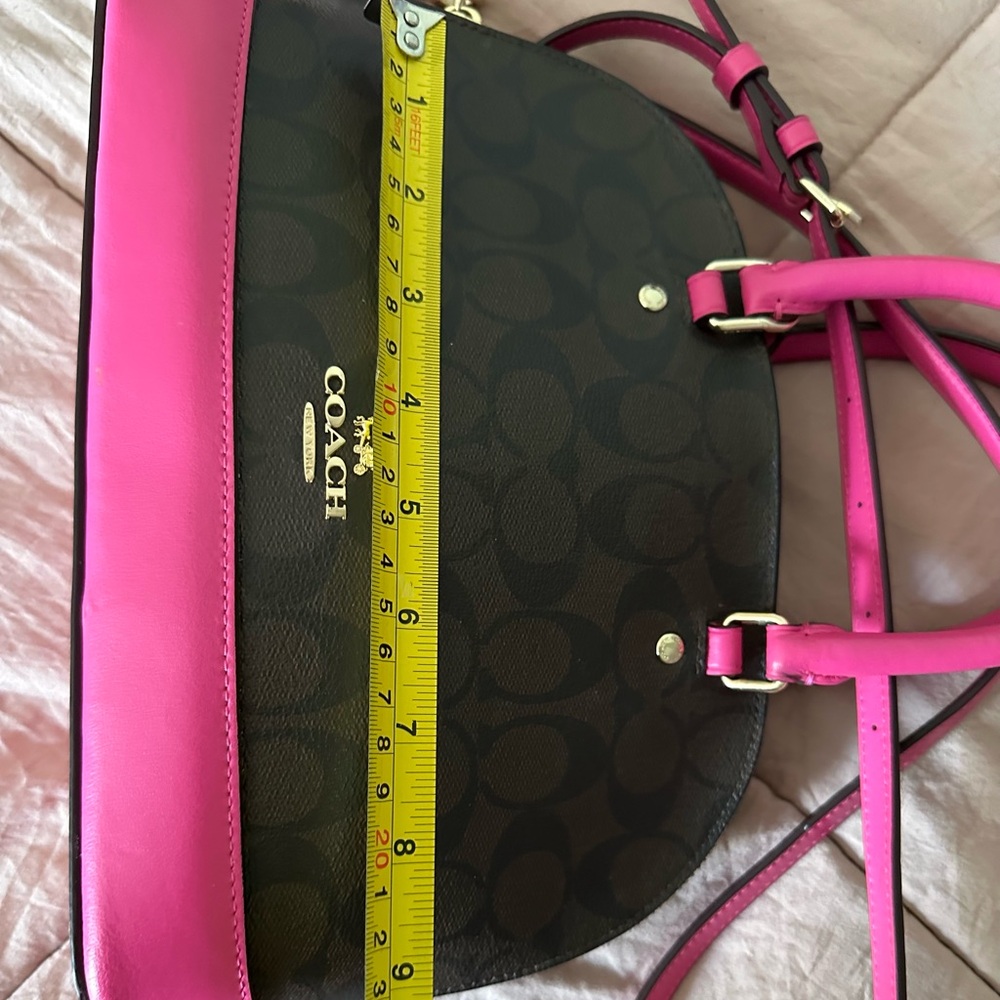 Coach Signature Brown and Pink Satchel - Picture 8 of 11